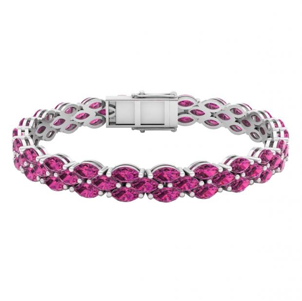 Sterling Silver Marquise Tourmaline Ladies Tennis Bracelet (7 Inch Length x 7.30 MM Wide)