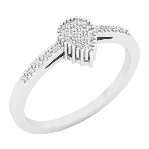 0.10 Carat (ctw) 10K White Gold Round White Diamond Ladies Fashion Bridal Promise Ring 1/10 CT