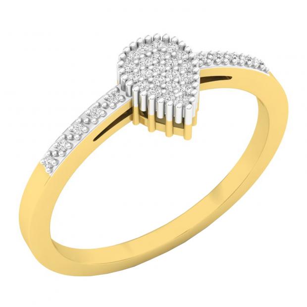0.10 Carat (ctw) 10K Yellow Gold Round White Diamond Ladies Fashion Bridal Promise Ring 1/10 CT