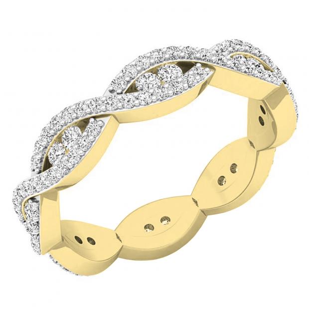 0.70 Carat (ctw) 10K Yellow Gold Round Diamond Ladies Eternity Anniversary Wedding Band Ring 3/4 CT