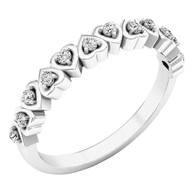 0.15 Carat (ctw) Sterling Silver Round White Diamond Ladies Heart Shape Promise Engagement Ring