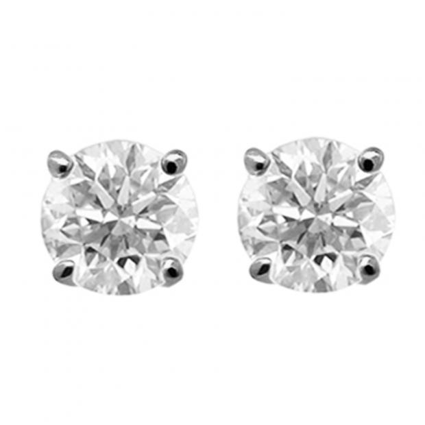 0.10 Carat (ctw) 10K White Gold Round White Diamond Ladies Solitaire Stud Earrings
