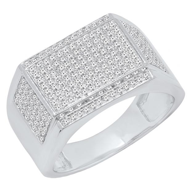0.80 Carat (Ctw) 10K White Gold Round White Diamond Men