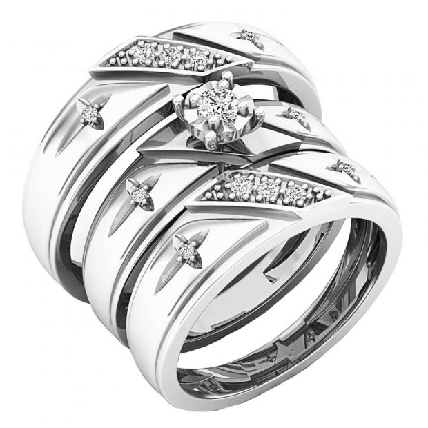 0.20 Carat (ctw) 10K White Gold Round White Diamond Men & Women