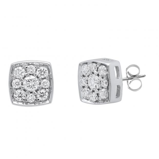 0.40 Carat (ctw) 10K White Gold Round White Diamond Ladies Cluster Stud Earrings