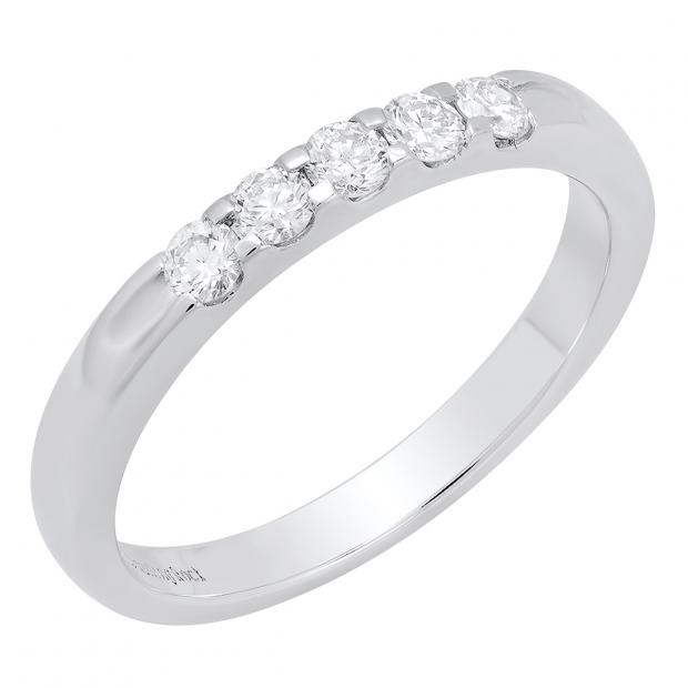 0.30 Carat (ctw) 14K White Gold White Diamond Ladies Anniversary Wedding Band 1/3 CT