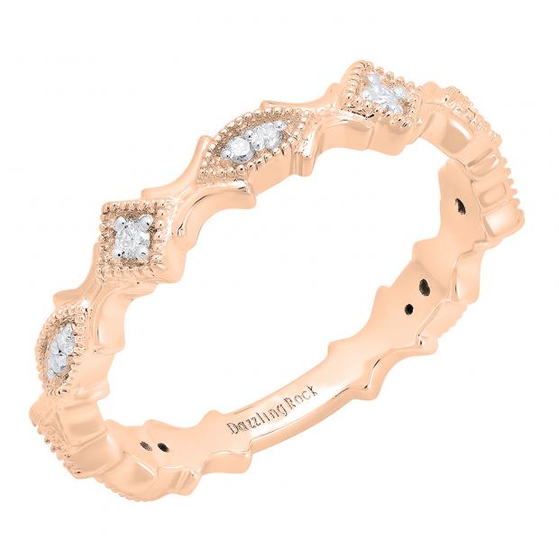 0.15 Carat (ctw) 10K Rose Gold Round Diamond Ladies Eternity Anniversary Wedding Band Ring
