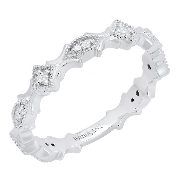 0.15 Carat (ctw) 18K White Gold Round Diamond Ladies Eternity Anniversary Wedding Band Ring