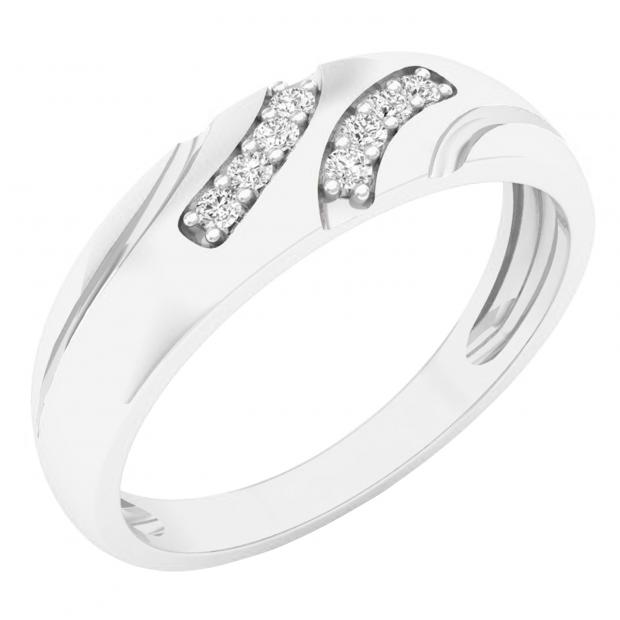 0.12 Carat (ctw) 10K White Gold Round White Diamond Men