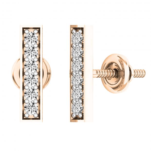 0.20 Carat (ctw) 10K Rose Gold Round White Diamond Ladies Small Bar Stud Earrings
