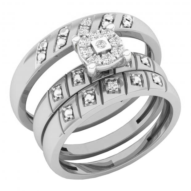 0.15 Carat (ctw) 10K White Gold Round Diamond Men