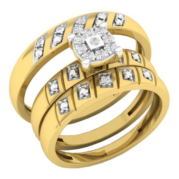 0.15 Carat (ctw) 10K Yellow Gold Round Diamond Men