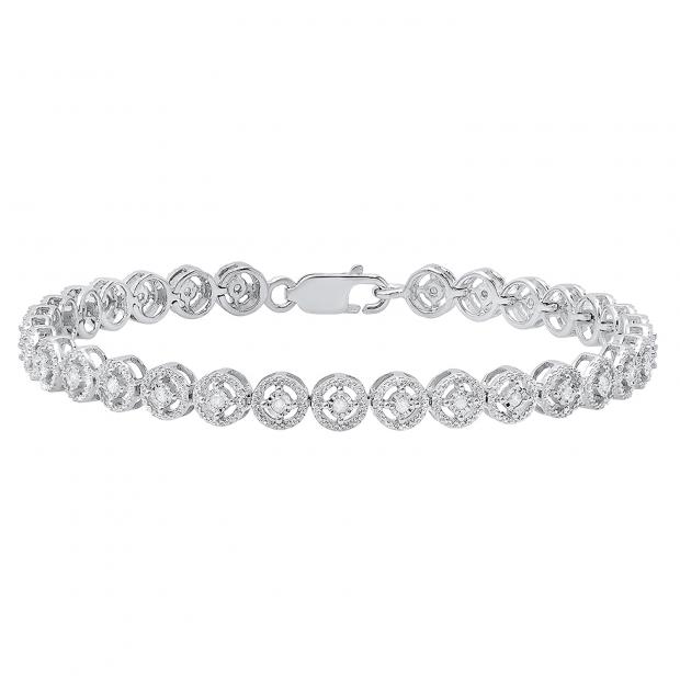 0.45 Carat (ctw) Sterling Silver Round White Diamond Ladies Tennis Bracelet 1/2 CT