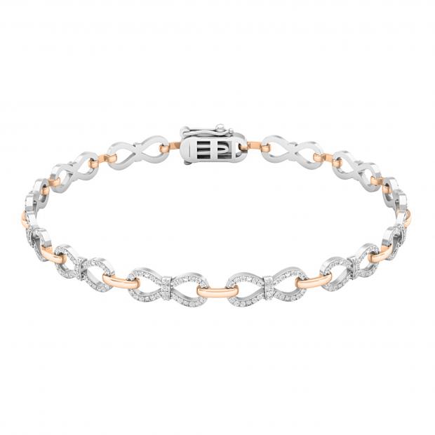 0.55 Carat (ctw) 14K White & Rose Gold Round Diamond Ladies Infinity Tennis Link Bracelet 1/2 CT