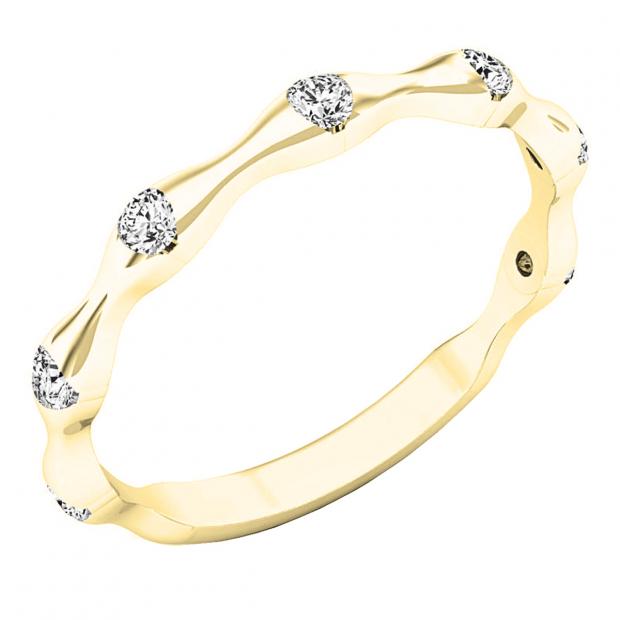 0.25 Carat (ctw) 14K Yellow Gold Round Diamond Ladies Eternity Anniversary Wedding Band Ring 1/4 CT