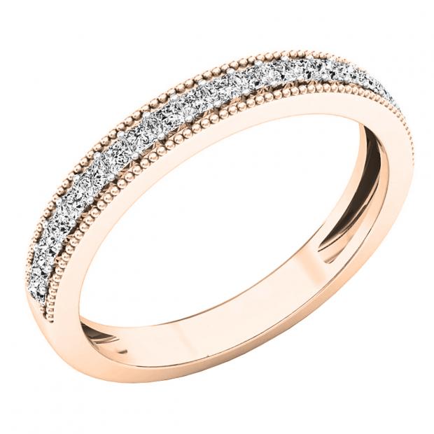 0.35 Carat (ctw) 14K Rose Gold Round Diamond Ladies Anniversary Wedding Stackable Band 1/3 CT