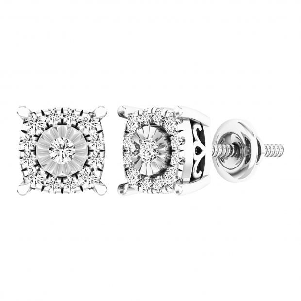 0.30 Carat (ctw) 10K White Gold Round White Diamond Ladies Stud Earrings 1/3 CT