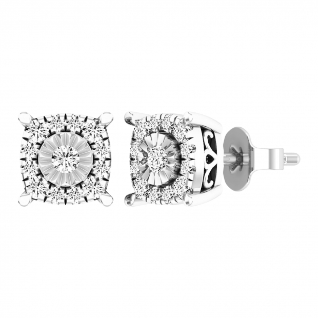 0.30 Carat (ctw) 14K White Gold Round White Diamond Ladies Stud Earrings 1/3 CT