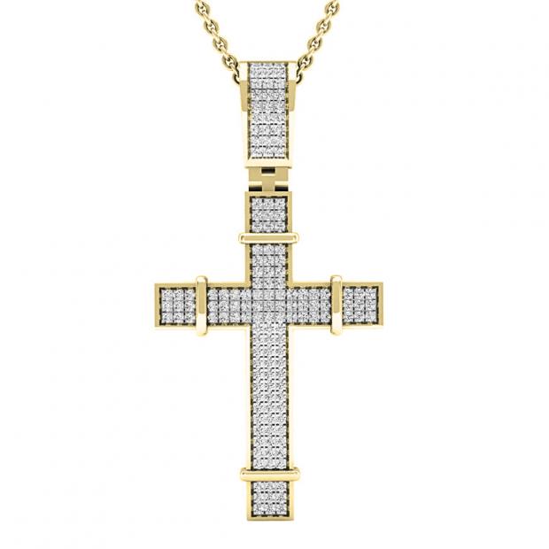 0.35 Carat (ctw) 10K Yellow Gold Round White Diamond Men