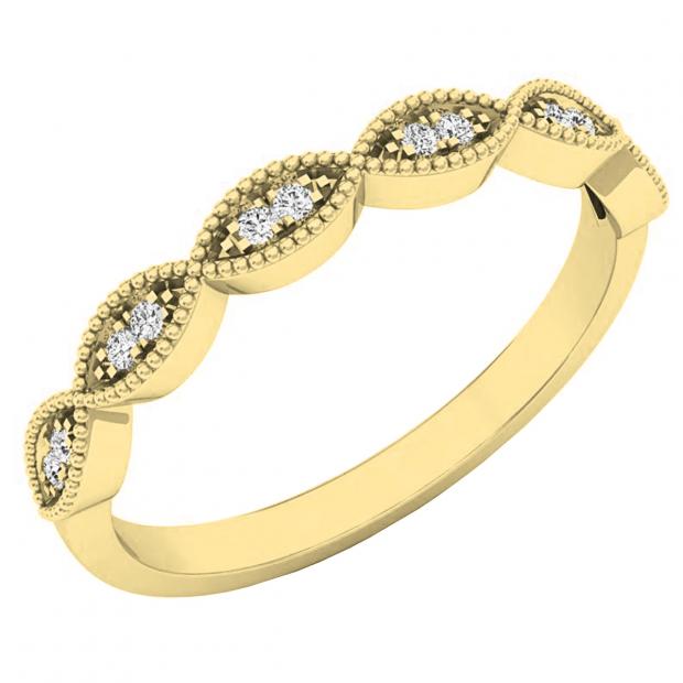 0.05 Carat (ctw) 14K Yellow Gold Round White Diamond Ladies Vintage Wedding Stackable Band