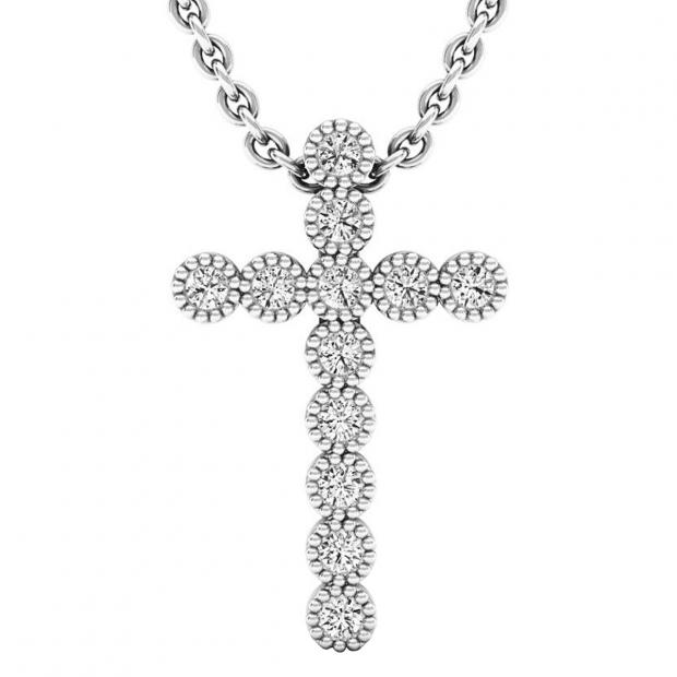 0.15 Carat (ctw) 10K White Gold Round White Diamond Men