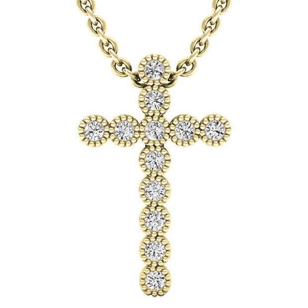 0.15 Carat (ctw) 14K Yellow Gold Round White Diamond Men