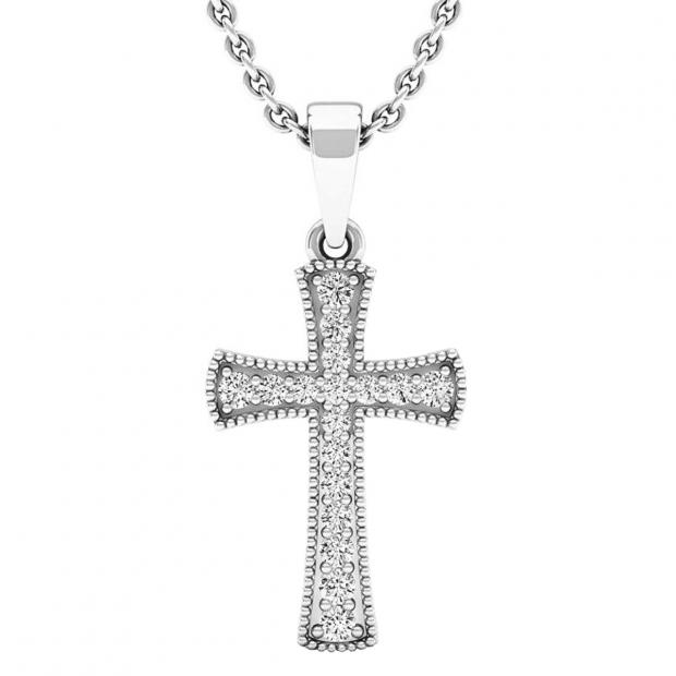 0.20 Carat (ctw) 10K White Gold Round White Diamond Men