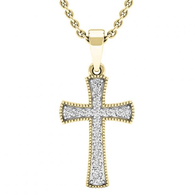 0.20 Carat (ctw) 18K Yellow Gold Round White Diamond Men