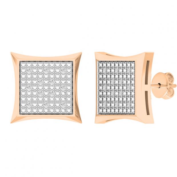 0.05 Carat (ctw) 18K Rose Gold Round White Diamond Kite Shape Ladies Stud Earrings