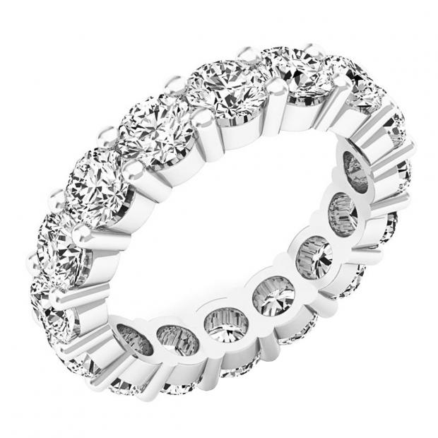 4.00 Carat (ctw) 14K White Gold Round White Diamond Ladies Eternity Wedding Stackable Band 4 CT
