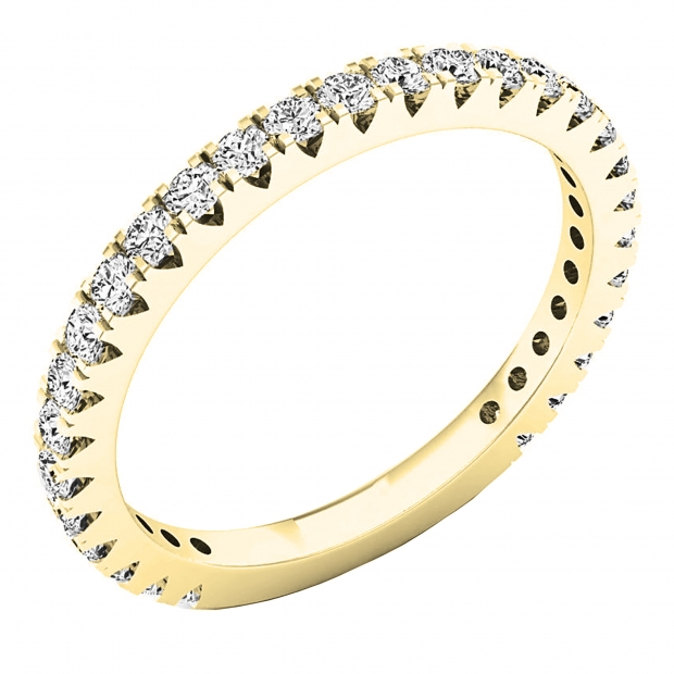 0.45 Carat (ctw) 10K Yellow Gold Round Diamond Ladies Stackable Ring Wedding Band 1/2 CT