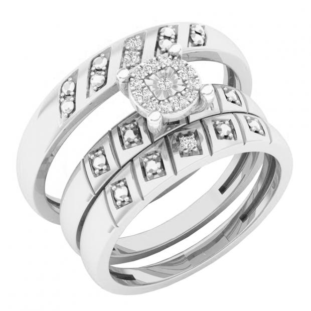 0.15 Carat (ctw) 10K White Gold Round Diamond Men