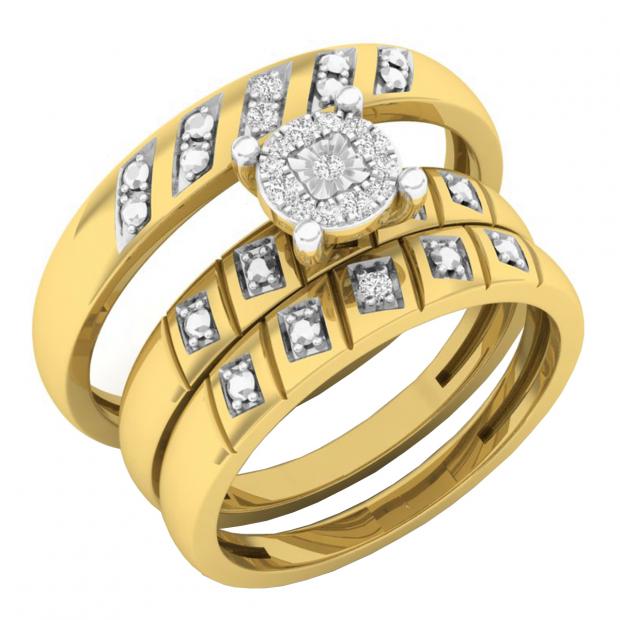 0.15 Carat (ctw) 10K Yellow Gold Round Diamond Men