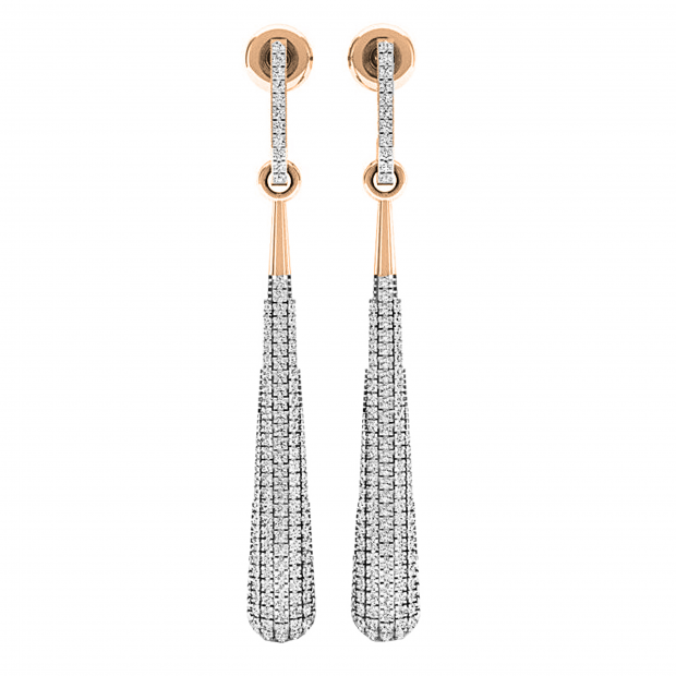 0.45 Carat (ctw) 14K Rose Gold Round Diamond Ladies Vintage Dangling Teardrop Earrings 1/2 CT