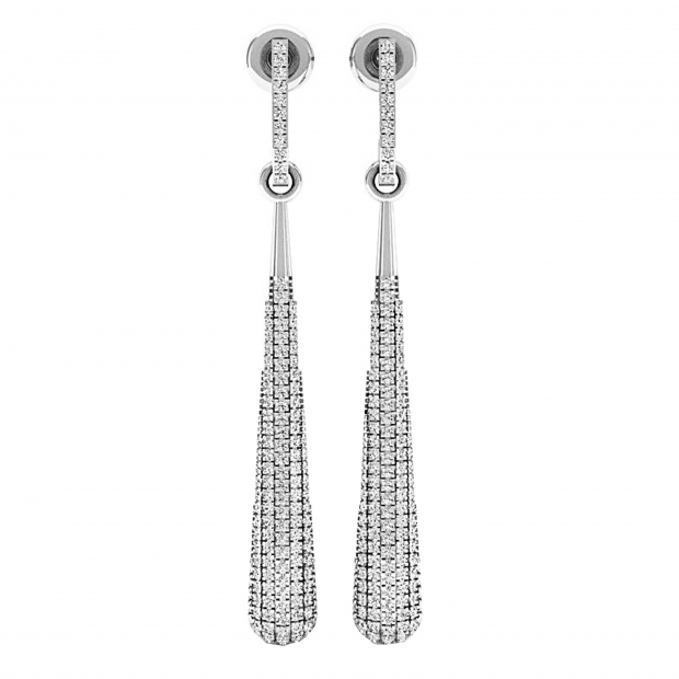 0.45 Carat (ctw) 14K White Gold Round Diamond Ladies Vintage Dangling Teardrop Earrings 1/2 CT