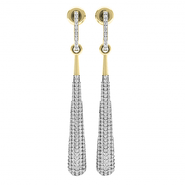 0.45 Carat (ctw) 14K Yellow Gold Round Diamond Ladies Vintage Dangling Teardrop Earrings 1/2 CT