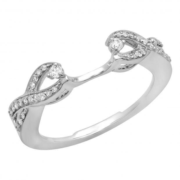 0.24 Carat (ctw) 10K White Gold White Diamond Swirl Anniversary Wedding Band Ring 1/4 CT
