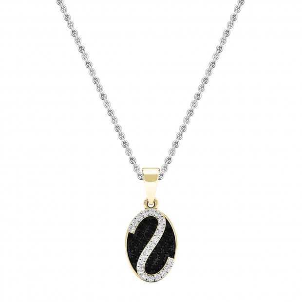 0.30 Carat (ctw) 14K Yellow Gold Round Black & White Diamond Ladies Pendant 1/3 CT