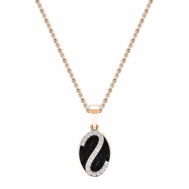 0.30 Carat (ctw) 10K Rose Gold Round Black & White Diamond Ladies Pendant 1/3 CT