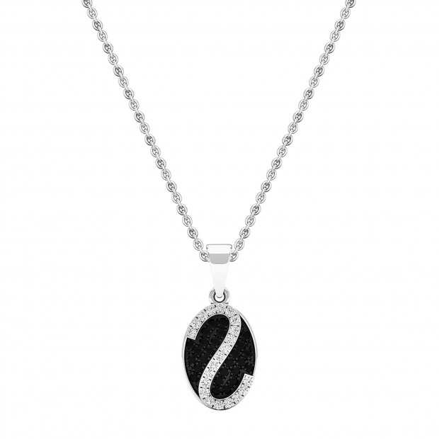 0.30 Carat (ctw) 18K White Gold Round Black & White Diamond Ladies Pendant 1/3 CT