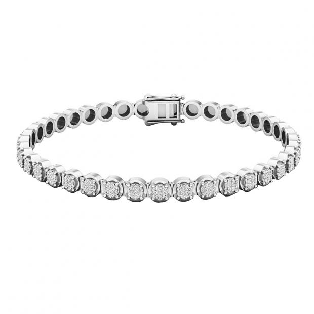 1.00 Carat (ctw) 10K White Gold Round White Diamond Ladies Tennis Bracelet 1 CT