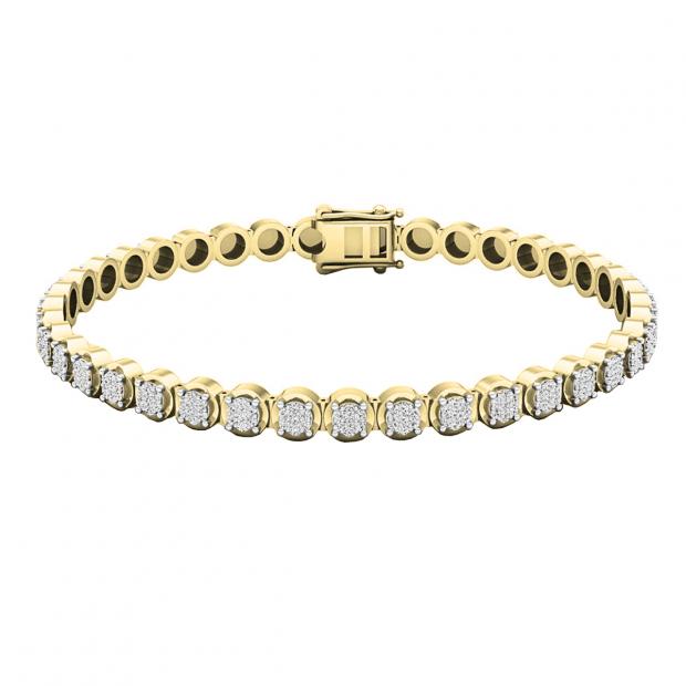 1.00 Carat (ctw) 10K Yellow Gold Round White Diamond Ladies Tennis Bracelet 1 CT