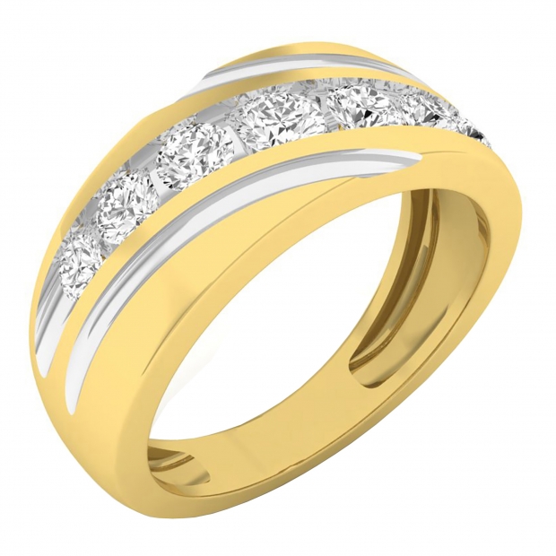 1.00 Carat (ctw) 14K Yellow Gold Round White Diamond Men