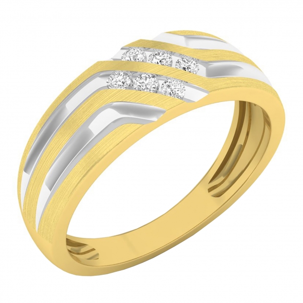 0.15 Carat (ctw) 10K Yellow Gold Round White Diamond Men