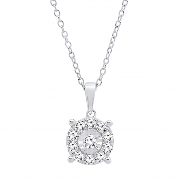 0.50 Carat (ctw) Sterling Silver Round White Diamond Ladies Halo Pendant 1/2 CT