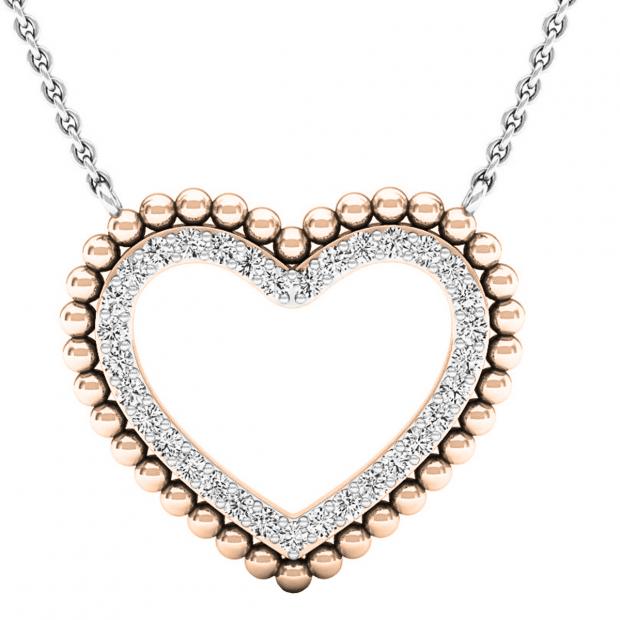 0.50 Carat (ctw) 10K Rose Gold Round White Diamond Ladies Heart Pendant 1/2 CT