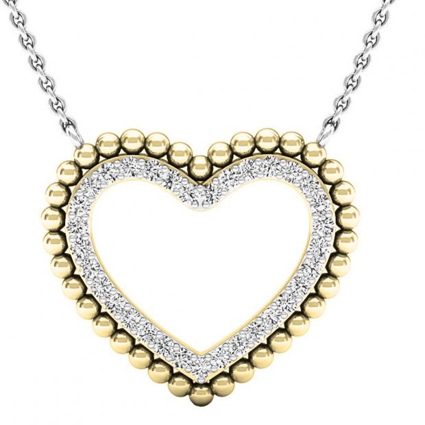 0.50 Carat (ctw) 14K Yellow Gold Round White Diamond Ladies Heart Pendant 1/2 CT