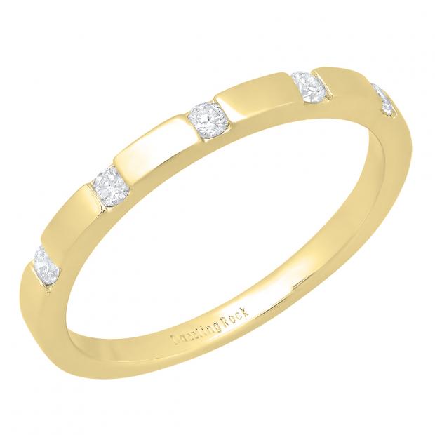 0.15 Carat (ctw) 14K Yellow Gold Round White Diamond Ladies Wedding Band