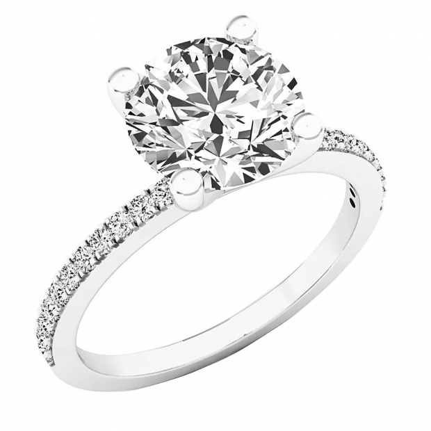 10K White Gold 8 MM Round White Cubic Zirconia CZ Ladies Bridal Engagement Ring