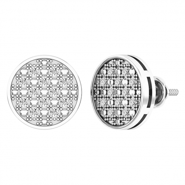 0.20 Carat (ctw) Sterling Silver Round Diamond Mens Ladies Unisex Hip Hop Stud Earrings 1/5 CT